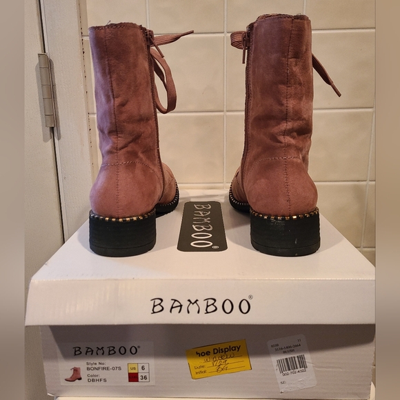 Pink (Bonfire) Faux Suede  Women's Booties by Bamboo - Size 6 - Picture 5 of 9
